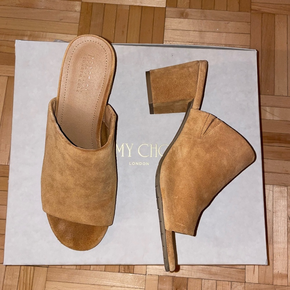 KENNETH COLE REACTION Tan Suede Block Heels Size 8